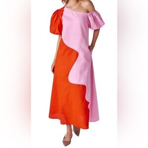 Crosby Asymmetrical Pink and Orange Dress